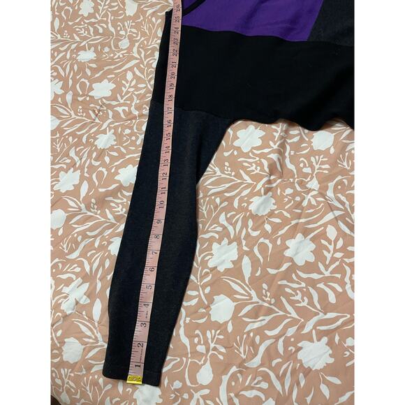 Eileen Fisher Sweater Colorblock Boxy Purple Organic Cotton Tencel Silk PM - Picture 8 of 9